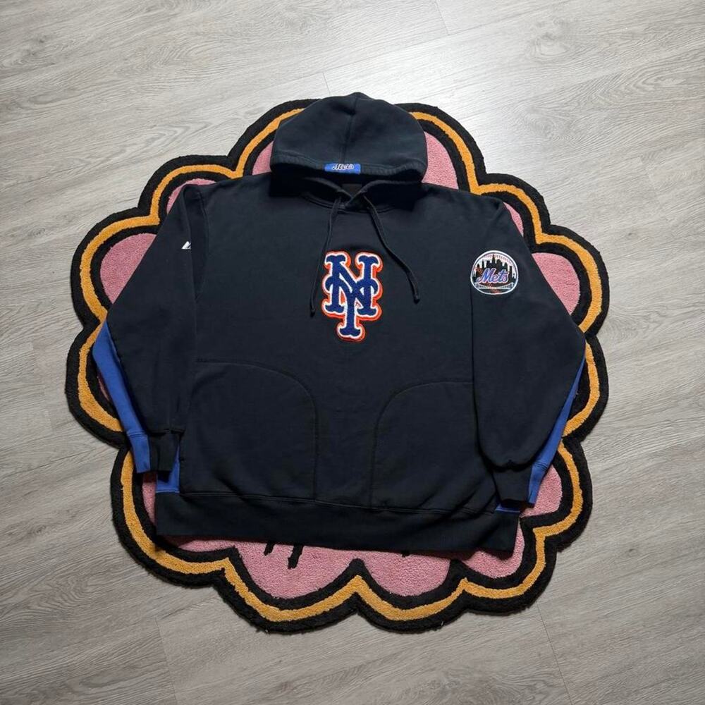 Vintage Y2K Majestic Athletic New York Mets Embroidered Pullover Hoodie xl/2XL